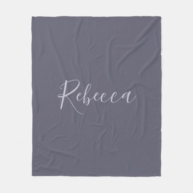 Couverture Polaire Votre nom | Élégant script de lavande sur le viole (Devant)