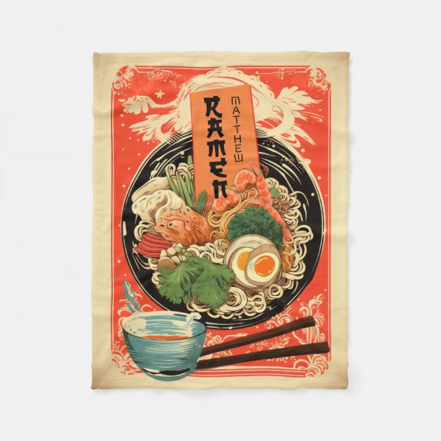 Couverture Polaire Votre nom Ramen Blanche (Devant)