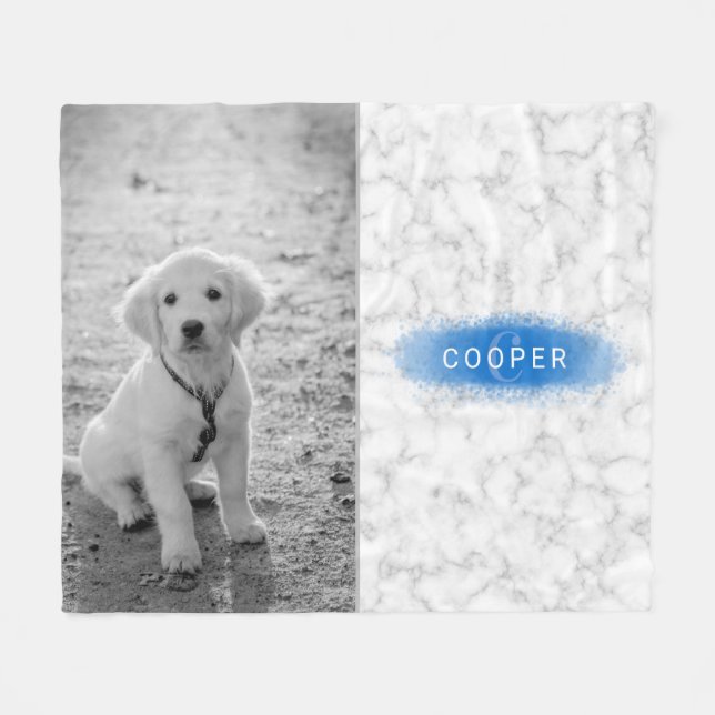 Couverture Polaire Votre Photo Personnalisée & Faux Marble Texture Av (Devant (Horizontal))