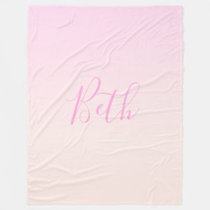 Couverture Polaire Votre texte   Élégant Script & Soft Blush Pink Omb