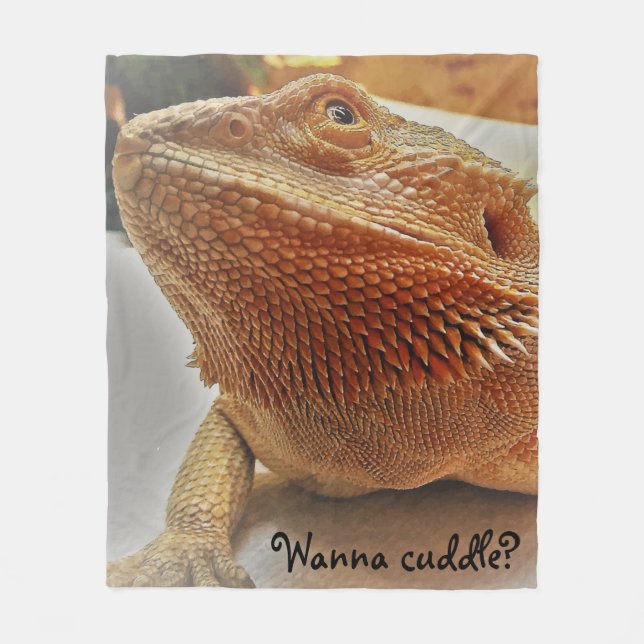 Couverture Polaire Voulez caresser la copie barbue mignonne de dragon (Devant)
