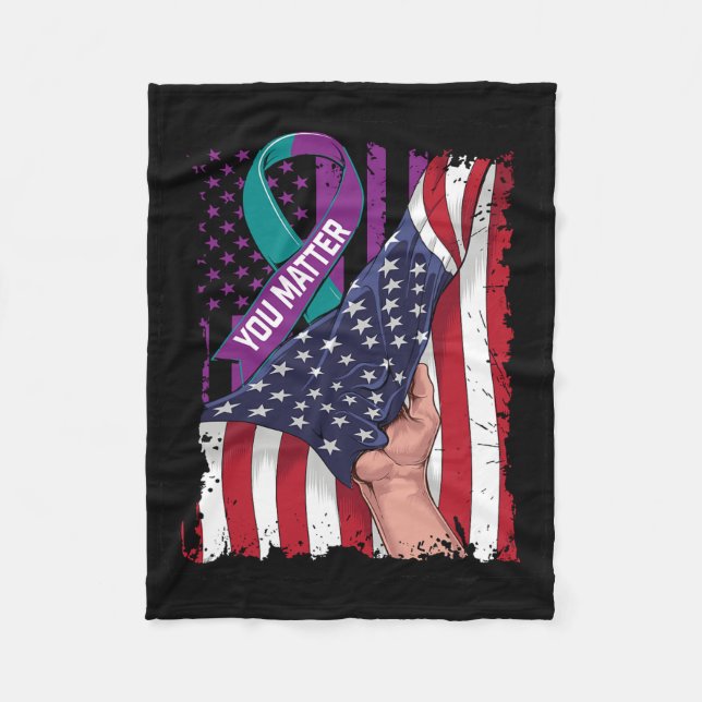 Couverture Polaire Vous Problème Turquoise Et Violet Ribbon Suicide (Devant)