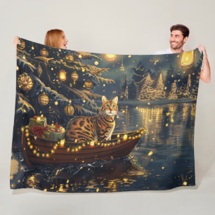 Couverture Polaire Voyage de fête de Noël du chat du Bengale