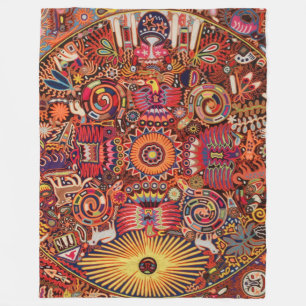 Couverture Polaire Voyage tribal maya mexicain de Boho d'art d'Oaxaca