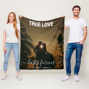 Couverture Polaire Vrai Love Couple Photo Blanket en polaire