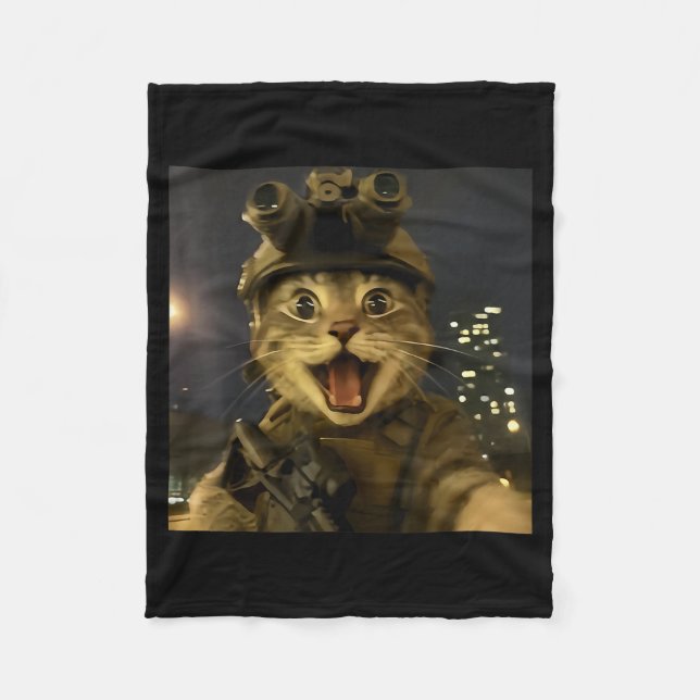 Couverture Polaire Waactical Cat Meme  (Devant)