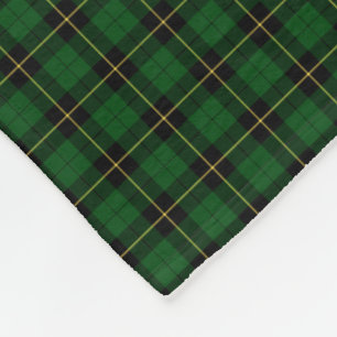 Couverture Polaire Wallace Clan Chasse Noire et Vert Tartan