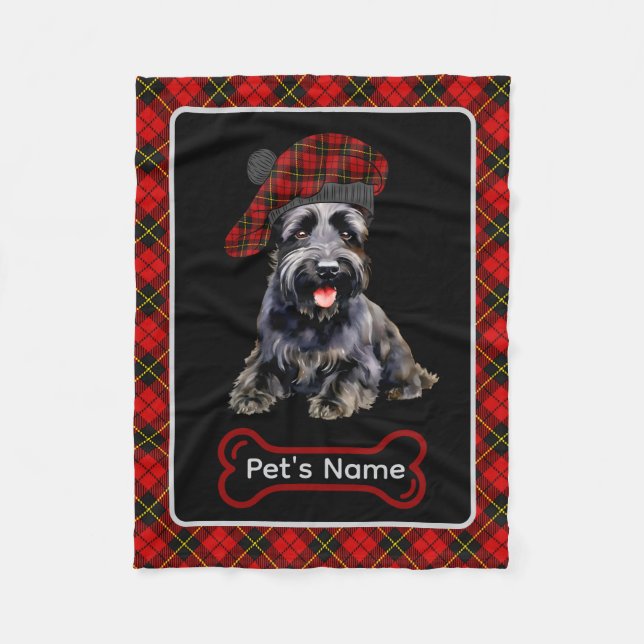 Couverture Polaire Wallace Scottie Chien Tartan Personnalisé (Devant)