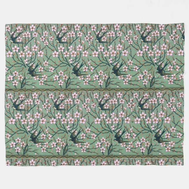 Couverture Polaire Walter Crane Hirondelles et amandes (Devant (Horizontal))