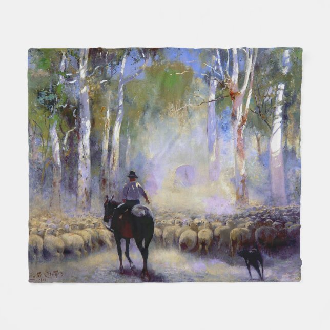 Couverture Polaire Walter Retient Le Drover 1912 Artiste Australien (Devant (Horizontal))