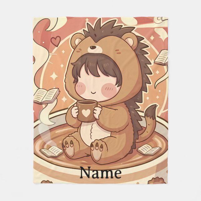 Couverture Polaire Warm Hedgehog Brew Cozy Fleece Blanket (Devant)