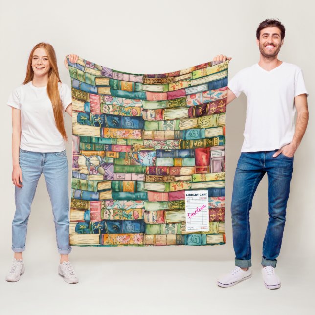 Couverture Polaire Watercolor Aesthetic Stacked Books (En situation)