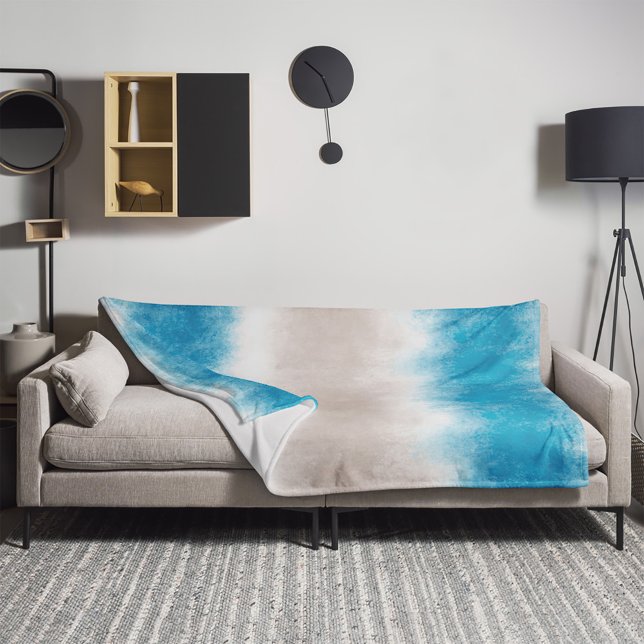 Couverture Polaire Watercolor Beach Waves Blue Waters (Créateur téléchargé)