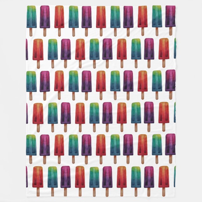 Couverture Polaire Watercolor Cute Popsicle Glaces Creams (Devant)