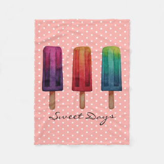 Couverture Polaire Watercolor Cute Popsicle Glaces Creams