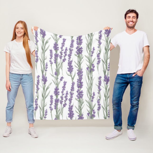 Couverture Polaire Watercolor Lavender Flowers (En situation)