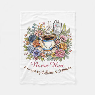 Couverture Polaire Watercolor Medical Coffee Floral Personalized Name