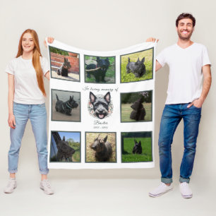 Couverture Polaire Watercolor Scottie et Floral Wreath Memorial