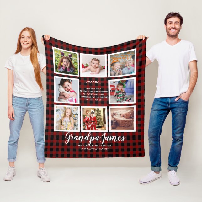Couverture Polaire We LOVE GRANDPA POEM - Photo Collage Petits-enfant (En situation)