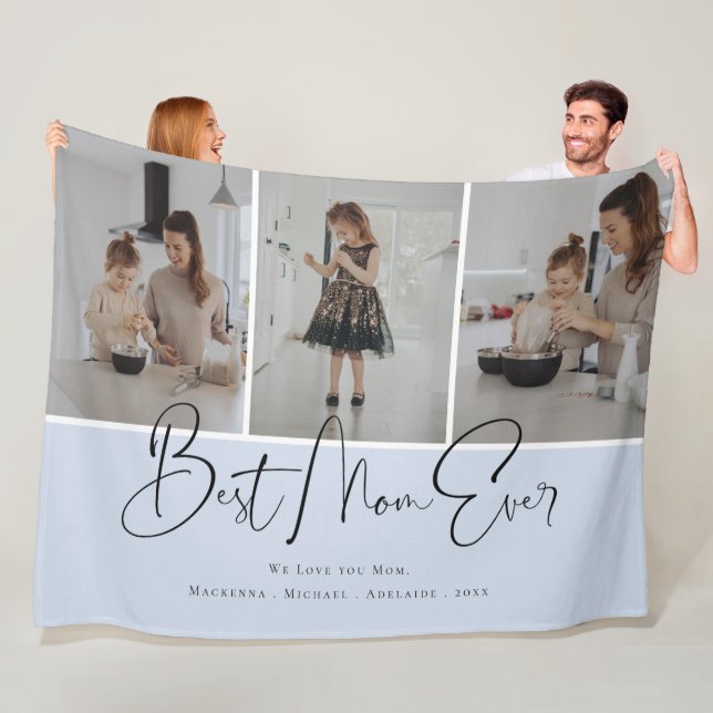 Couverture Polaire We Love You Best Mom Ever Family Photo Collage (En situation)