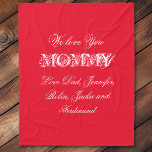 Couverture Polaire 'We Love You Maman' Personnalités Noms Chic Rouge