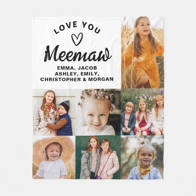 Couverture Polaire We Love You Meemaw Family Modern Photo Collage (Devant)