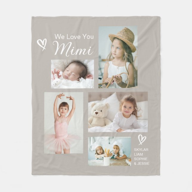 Couverture Polaire We Love You Mimi Grandkids Photo Collage Keepsaké (Devant)