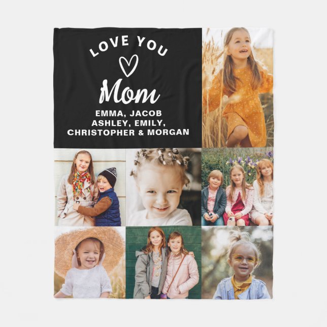 Couverture Polaire We Love You Mom Family Modern Photo Collage (Devant)