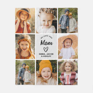 Couverture Polaire We Love You Mom Family Modern Photo Collage