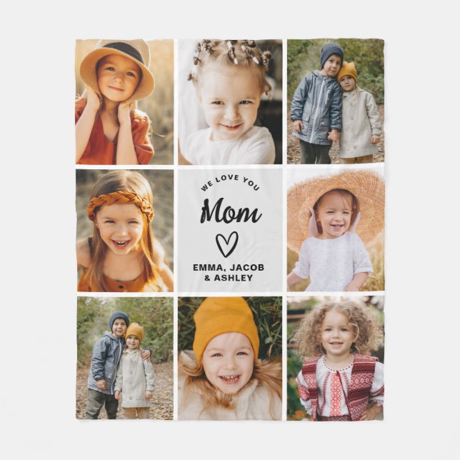 Couverture Polaire We Love You Mom Family Modern Photo Collage (Devant)