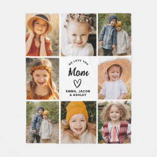 Couverture Polaire We Love You Mom Family Modern Photo Collage