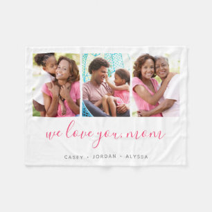 Couverture Polaire We Love You Mother's Day 3 Photo Collage
