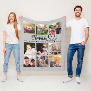 Couverture Polaire We Love You Nana Grandkid Names Grey Photo Collage