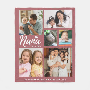 Couverture Polaire We Love You Nana Heart Grandkids 6 Photo Collage
