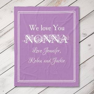 Couverture Polaire "We Love You NONNA" Personnalisé Mauve