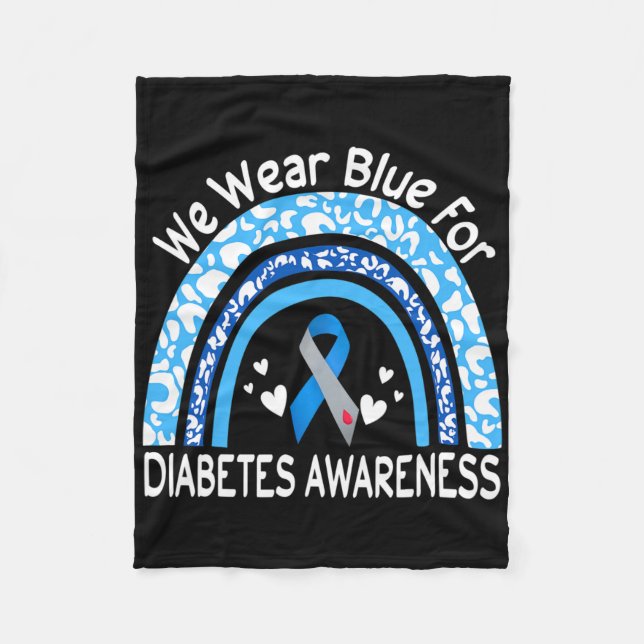 Couverture Polaire We Wear Blue For Diabetes Awareness Rainbow Leopar (Devant)