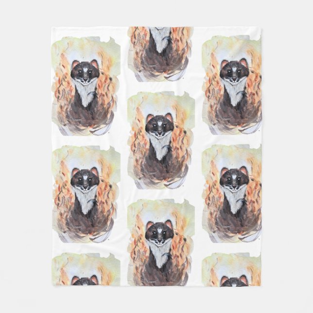 Couverture Polaire Weasel Humour magique Totem Harmonie Aquarelle Mys (Devant)