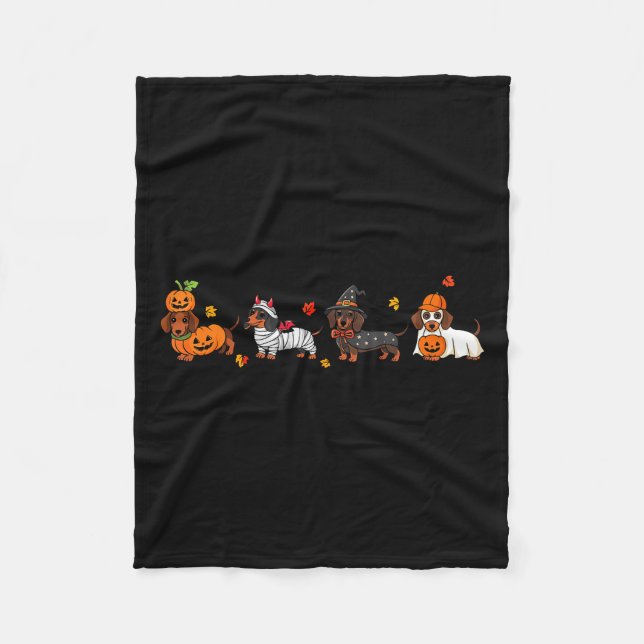 Couverture Polaire Weiner Dog Witch Happy Halloweenie Cute Halloween  (Devant)