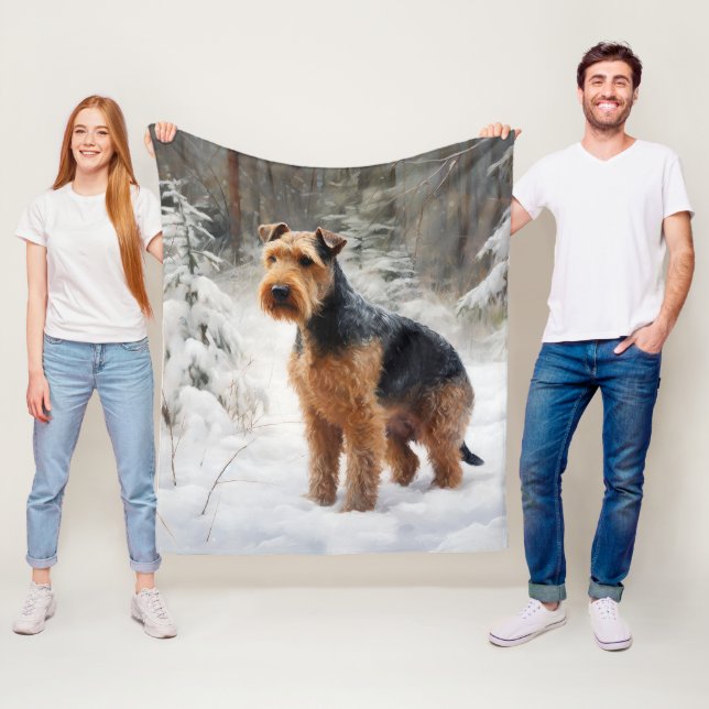 Couverture Polaire Welsh Terrier Laisser Neige Noël (En situation)