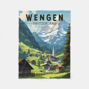 Couverture Polaire Wengen Suisse Travel Art Vintage