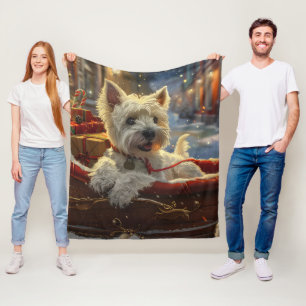 Couverture Polaire West Highland White Terrier Chien Festif de Noël