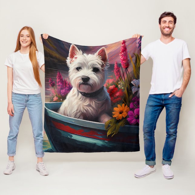 Couverture Polaire West Highland White Terrier en bateau (En situation)