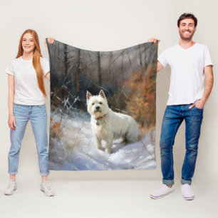 Couverture Polaire West Highland White Terrier Laissons neiger Noël
