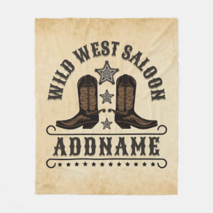 Couverture Polaire Western Cowboy Boots AJOUTER LE NOM Sheriff Spurs 
