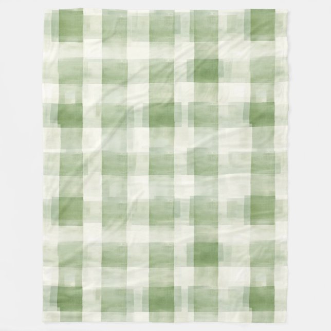 Couverture Polaire Western Green Cream Plaid Stripes Country   (Devant)
