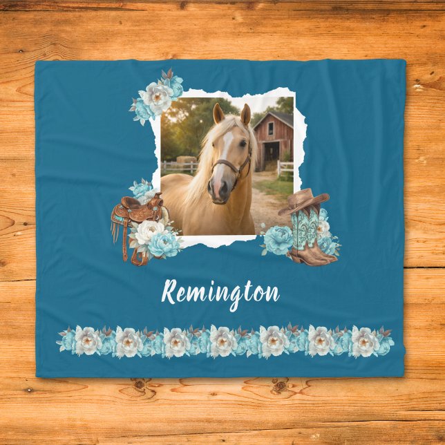 Couverture Polaire Western Horse Floral Blanket (Créateur téléchargé)