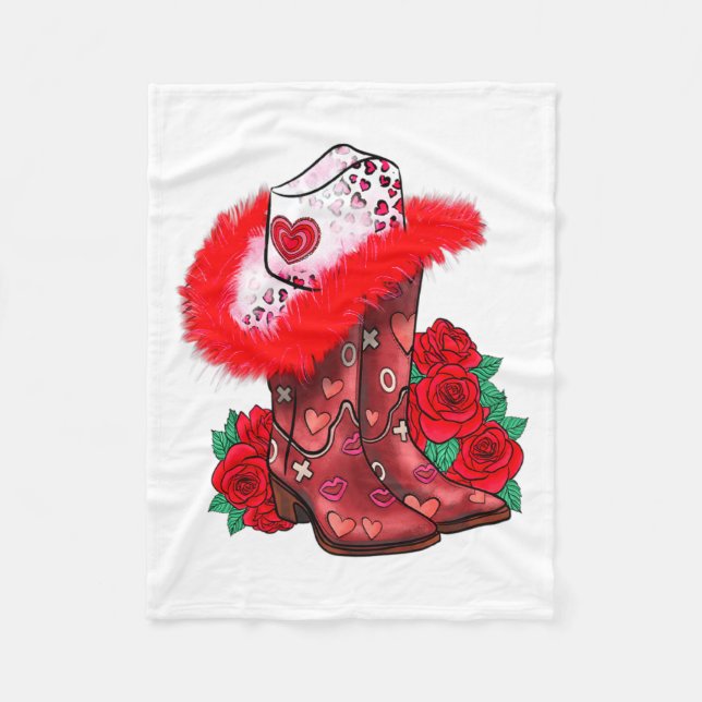 Couverture Polaire Western Valentines Day Cowgirl Boots Yeehaw Howdy  (Devant)