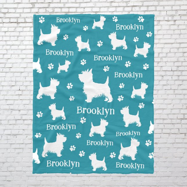 Couverture Polaire Westie Blanket Personnalisé West Highland Terrier (Westie Dog Blanket for west highland terrier moms and westie dads)