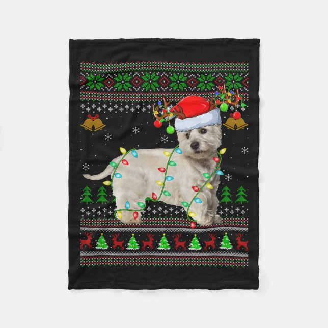 Couverture Polaire Westie Dog West Highland Terrier Ugly Christmas Sw (Devant)