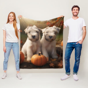 Couverture Polaire Wheaten Terrier chiot Automne Citrouille délice